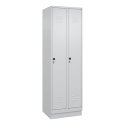 C+P Garderobenschrank "Classic Plus", Abteilbreite 30 cm, mit Sockel 195x60x50 cm/ 2 Fächer, Lichtgrau (RAL 7035)