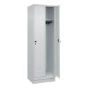 C+P Garderobenschrank "Classic Plus", Abteilbreite 30 cm, mit Sockel 195x60x50 cm/ 2 Fächer, Lichtgrau (RAL 7035)