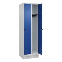 C+P Garderobenschrank "Classic Plus", Abteilbreite 30 cm, mit Sockel 195x60x50 cm/ 2 Fächer, Enzianblau (RAL 5010)