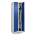 C+P Garderobenschrank "Classic Plus", Abteilbreite 30 cm, mit Sockel 195x60x50 cm/ 2 Fächer, Enzianblau (RAL 5010)