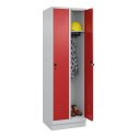 C+P Garderobenschrank "Classic Plus", Abteilbreite 30 cm, mit Sockel 195x60x50 cm/ 2 Fächer, Feuerrot (RAL 3000)