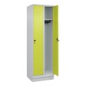 C+P Garderobenschrank "Classic Plus", Abteilbreite 30 cm, mit Sockel 195x60x50 cm/ 2 Fächer, Clowngrün (RAL 110 80 60)