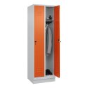 C+P Garderobenschrank "Classic Plus", Abteilbreite 30 cm, mit Sockel 195x60x50 cm/ 2 Fächer, Reinorange (RAL 2004)