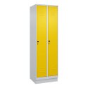 C+P Garderobenschrank "Classic Plus", Abteilbreite 30 cm, mit Sockel 195x60x50 cm/ 2 Fächer, Verkehrsgelb (RAL 1023)