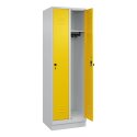 C+P Garderobenschrank "Classic Plus", Abteilbreite 30 cm, mit Sockel 195x60x50 cm/ 2 Fächer, Verkehrsgelb (RAL 1023)