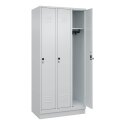 C+P Garderobenschrank "Classic Plus", Abteilbreite 30 cm, mit Sockel 195x90x50 cm/ 3 Fächer, Lichtgrau (RAL 7035)