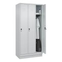 C+P Garderobenschrank "Classic Plus", Abteilbreite 30 cm, mit Sockel 195x90x50 cm/ 3 Fächer, Lichtgrau (RAL 7035)