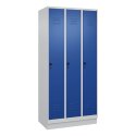 C+P Garderobenschrank "Classic Plus", Abteilbreite 30 cm, mit Sockel 195x90x50 cm/ 3 Fächer, Enzianblau (RAL 5010)