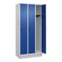 C+P Garderobenschrank "Classic Plus", Abteilbreite 30 cm, mit Sockel 195x90x50 cm/ 3 Fächer, Enzianblau (RAL 5010)