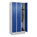 C+P Garderobenschrank "Classic Plus", Abteilbreite 30 cm, mit Sockel 195x90x50 cm/ 3 Fächer, Enzianblau (RAL 5010)