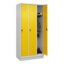 C+P Garderobenschrank "Classic Plus", Abteilbreite 30 cm, mit Sockel 195x90x50 cm/ 3 Fächer, Verkehrsgelb (RAL 1023)