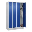 C+P Garderobenschrank "Classic Plus", Abteilbreite 30 cm, mit Sockel 195x120x50 cm/ 4 Fächer, Enzianblau (RAL 5010)