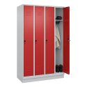 C+P Garderobenschrank "Classic Plus", Abteilbreite 30 cm, mit Sockel 195x120x50 cm/ 4 Fächer, Feuerrot (RAL 3000)