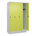 C+P Garderobenschrank "Classic Plus", Abteilbreite 30 cm, mit Sockel 195x120x50 cm/ 4 Fächer, Clowngrün (RAL 110 80 60)