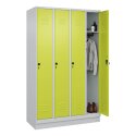 C+P Garderobenschrank "Classic Plus", Abteilbreite 30 cm, mit Sockel 195x120x50 cm/ 4 Fächer, Clowngrün (RAL 110 80 60)