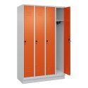 C+P Garderobenschrank "Classic Plus", Abteilbreite 30 cm, mit Sockel 195x120x50 cm/ 4 Fächer, Reinorange (RAL 2004)