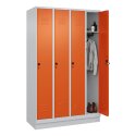 C+P Garderobenschrank "Classic Plus", Abteilbreite 30 cm, mit Sockel 195x120x50 cm/ 4 Fächer, Reinorange (RAL 2004)