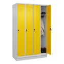 C+P Garderobenschrank "Classic Plus", Abteilbreite 30 cm, mit Sockel 195x120x50 cm/ 4 Fächer, Verkehrsgelb (RAL 1023)