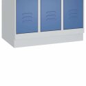 C+P Garderobenschrank "Classic Plus", Abteilbreite 30 cm, mit Sockel 195x120x50 cm/ 4 Fächer, Verkehrsgelb (RAL 1023)