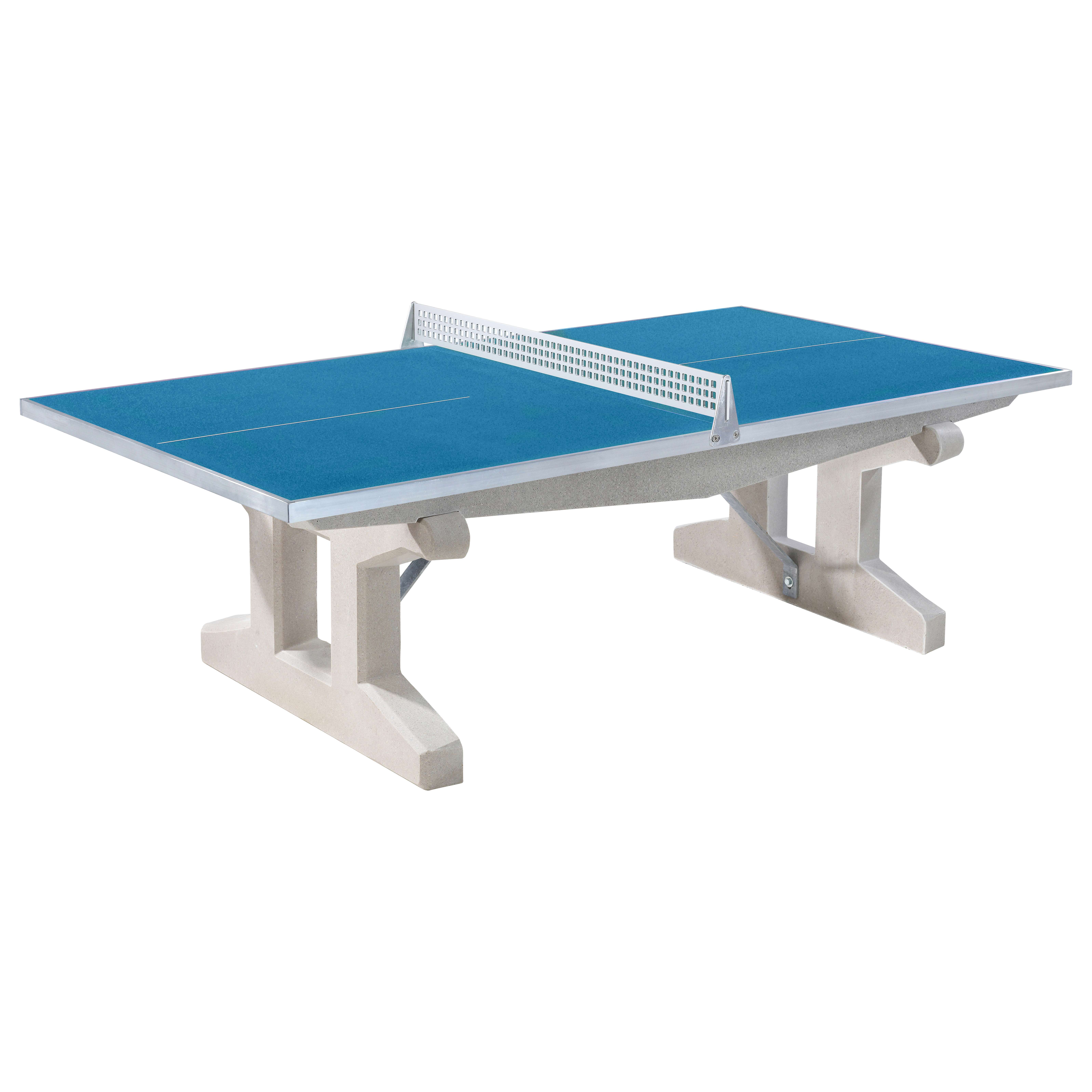 Sport-Thieme Tischtennisplatte „Premium“, Blau, Kurzer Fuß, freistehend