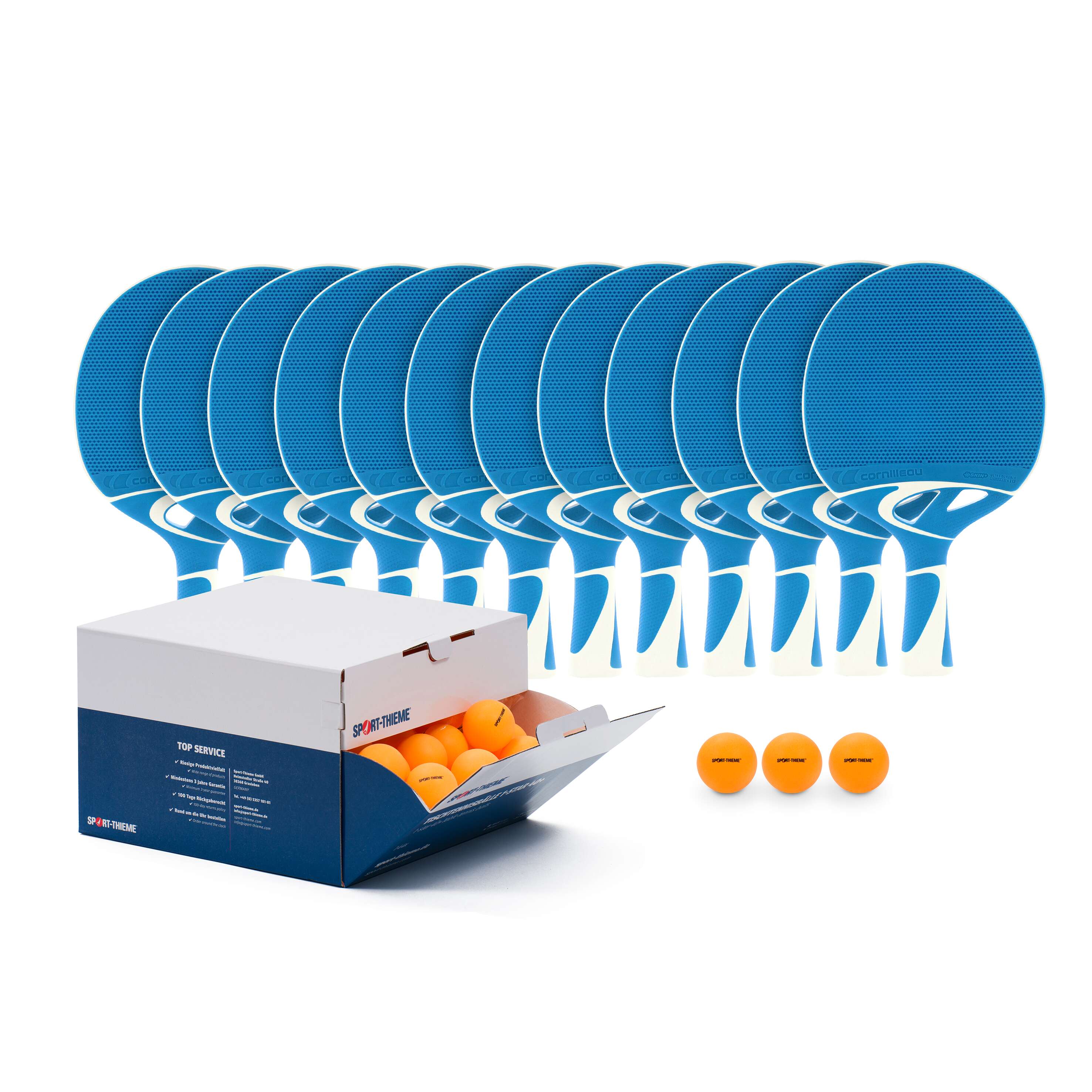 Sport-Thieme Tischtennisschläger-Set „Tacteo 30 School“, Bälle Orange