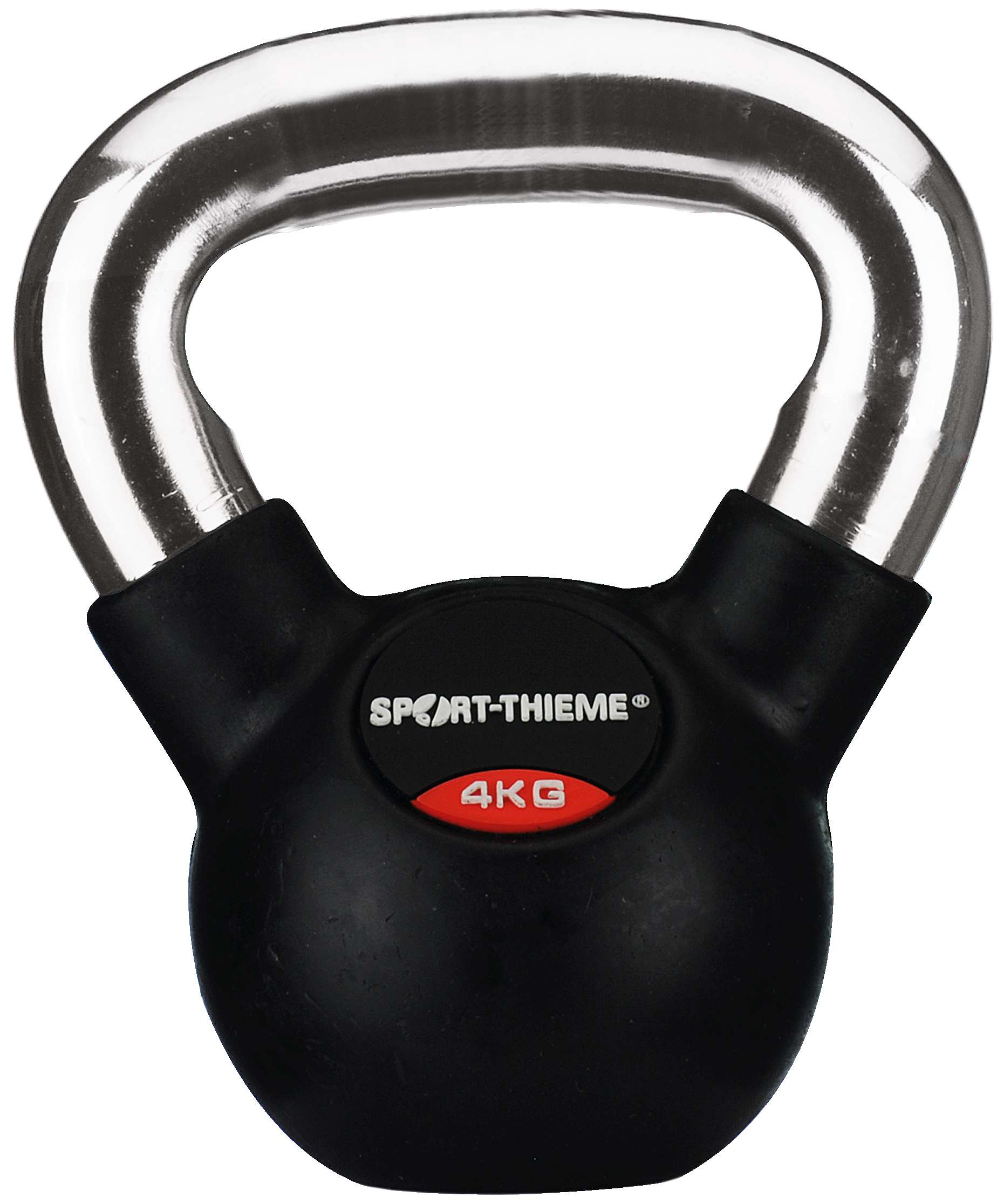 Sport-Thieme Kettlebell „Gummiert mit glattem Chrom-Griff“, 4 kg