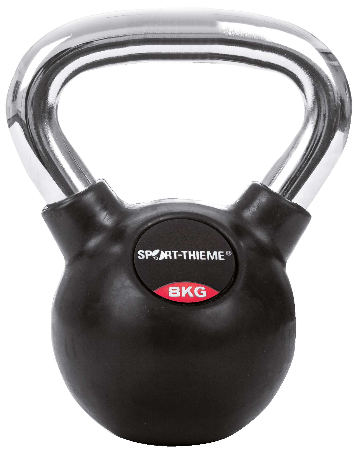 Sport-Thieme Kettlebell „Gummiert mit glattem Chrom-Griff“, 8 kg