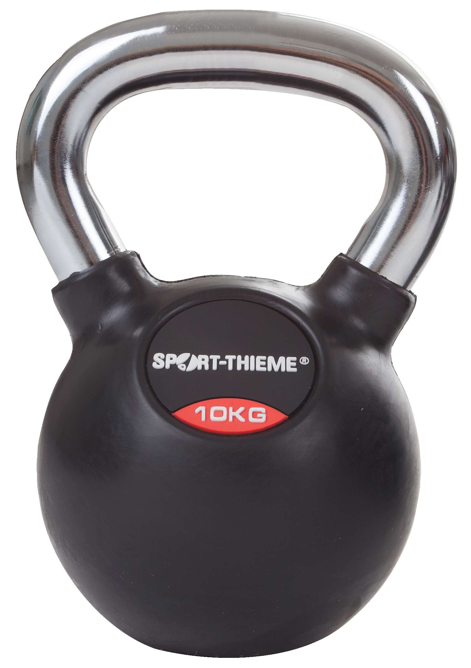 Sport-Thieme Kettlebell „Gummiert mit glattem Chrom-Griff“, 10 kg