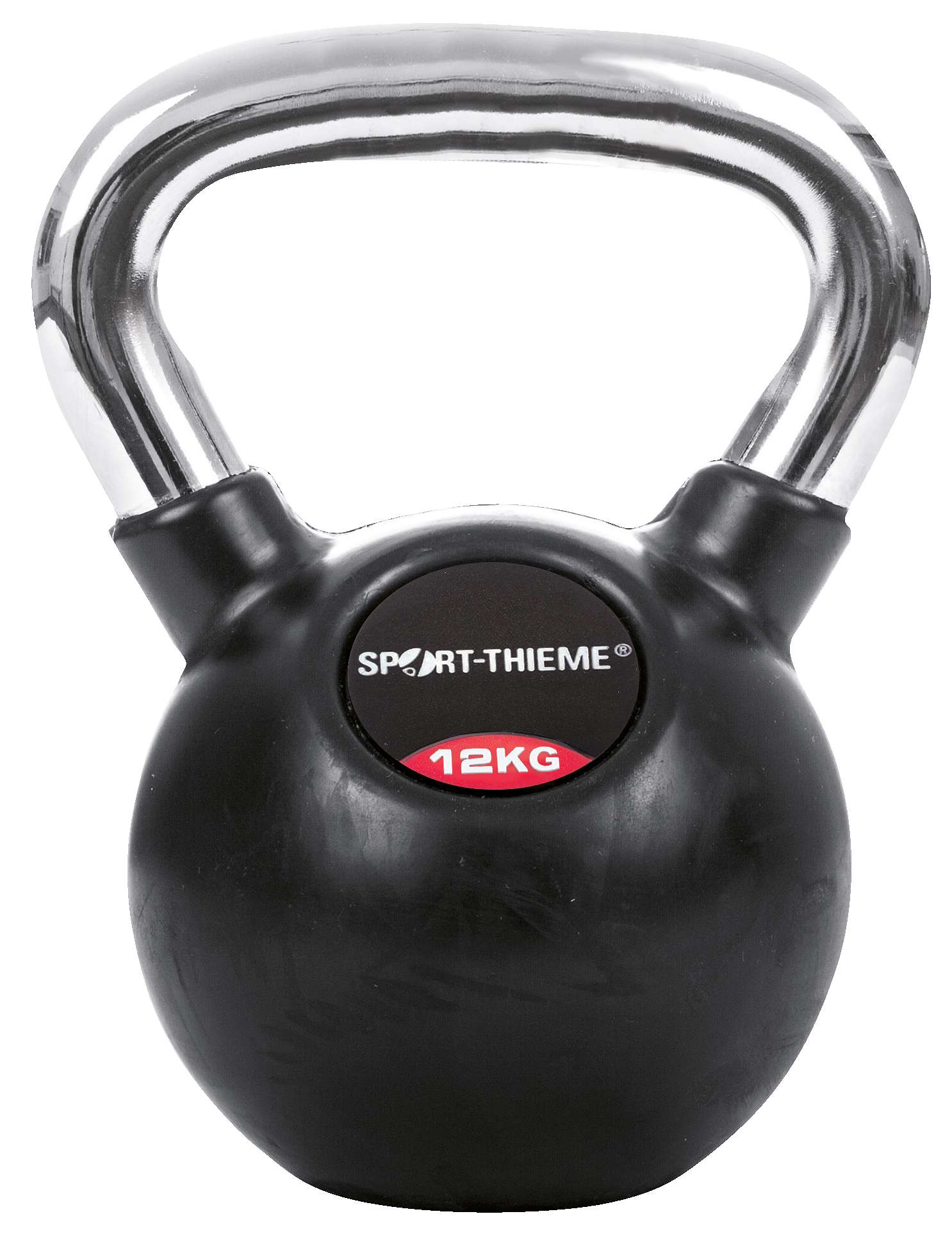 Sport-Thieme Kettlebell „Gummiert mit glattem Chrom-Griff“, 12 kg