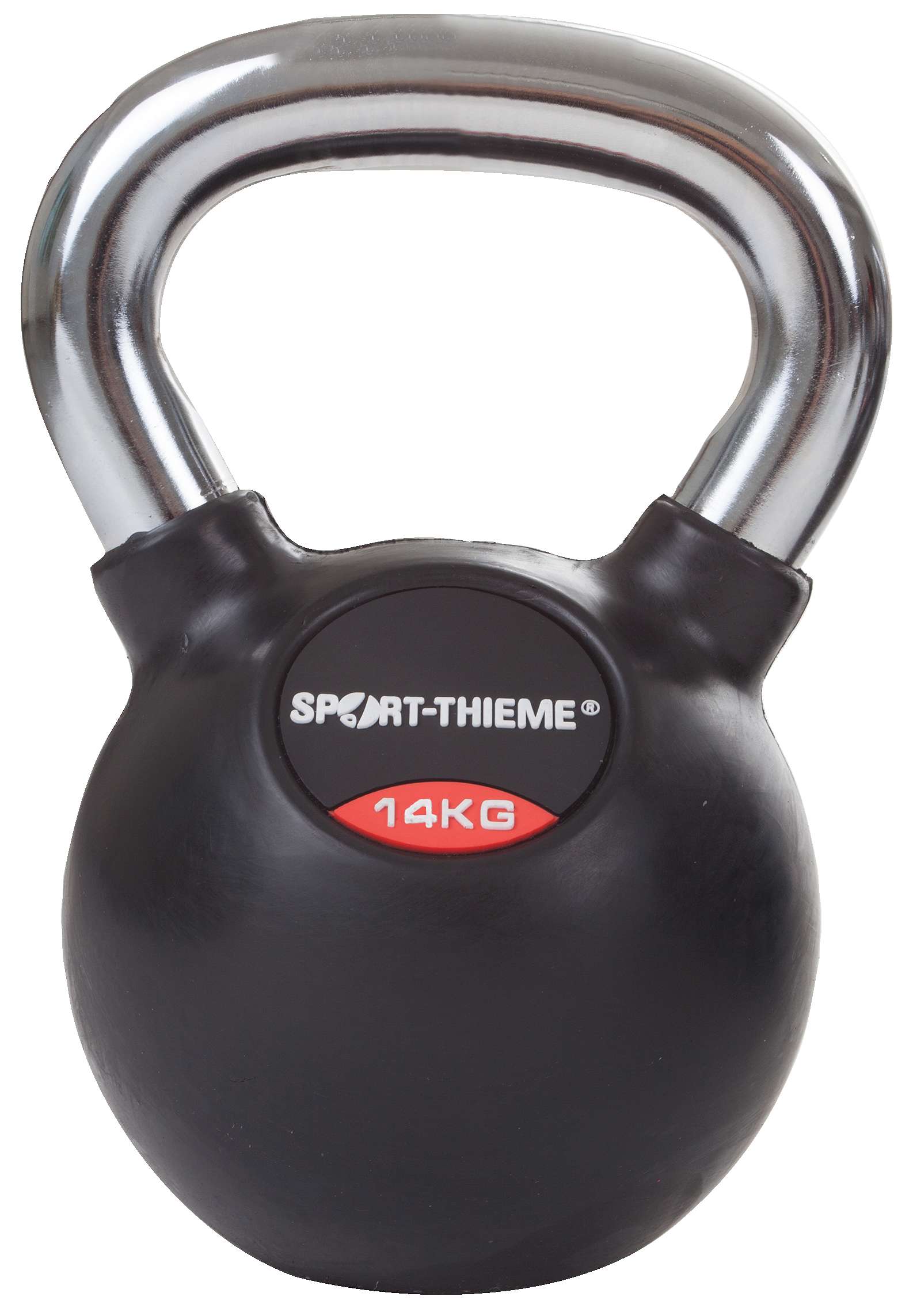 Sport-Thieme Kettlebell „Gummiert mit glattem Chrom-Griff“, 14 kg