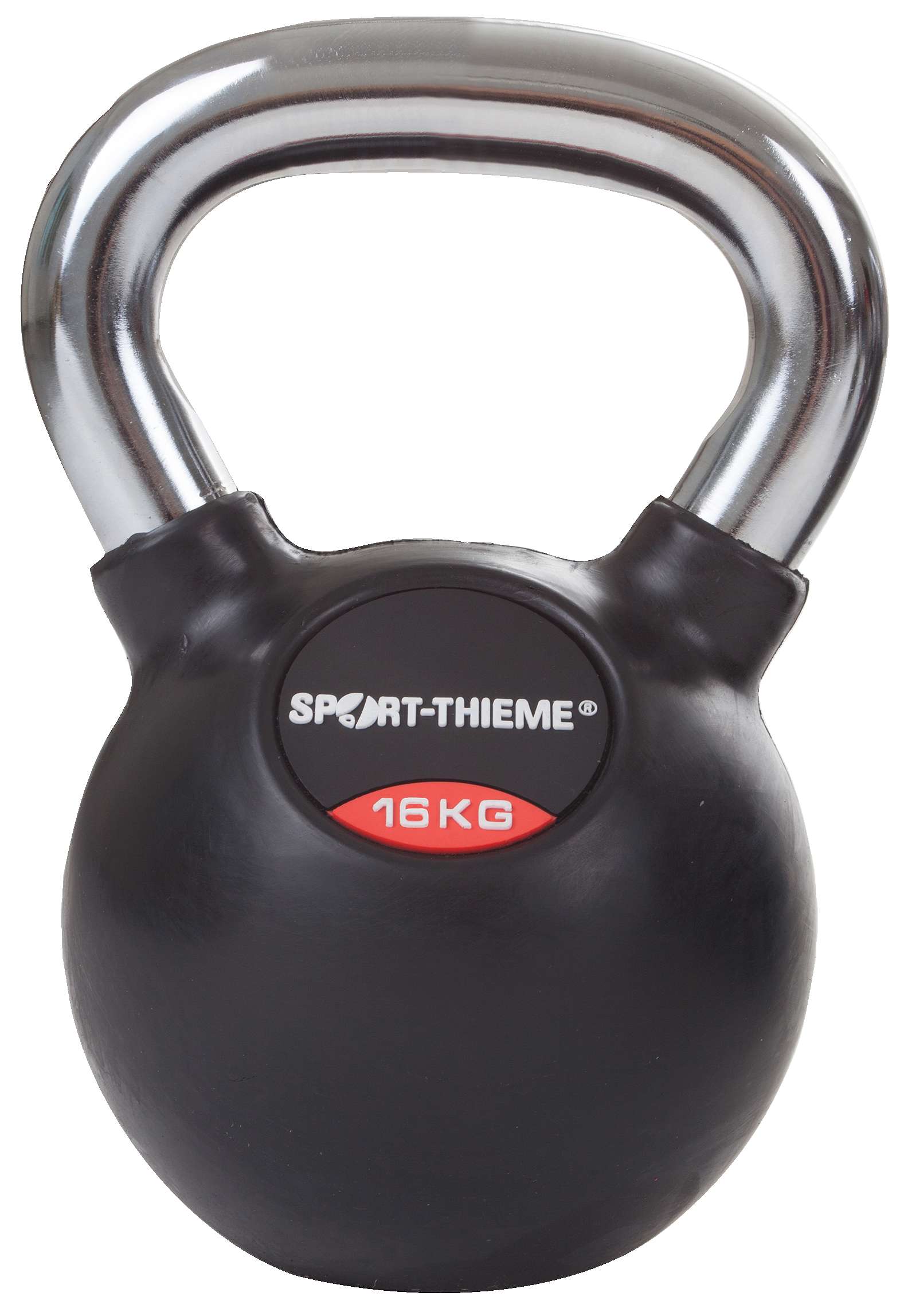 Sport-Thieme Kettlebell „Gummiert mit glattem Chrom-Griff“, 16 kg