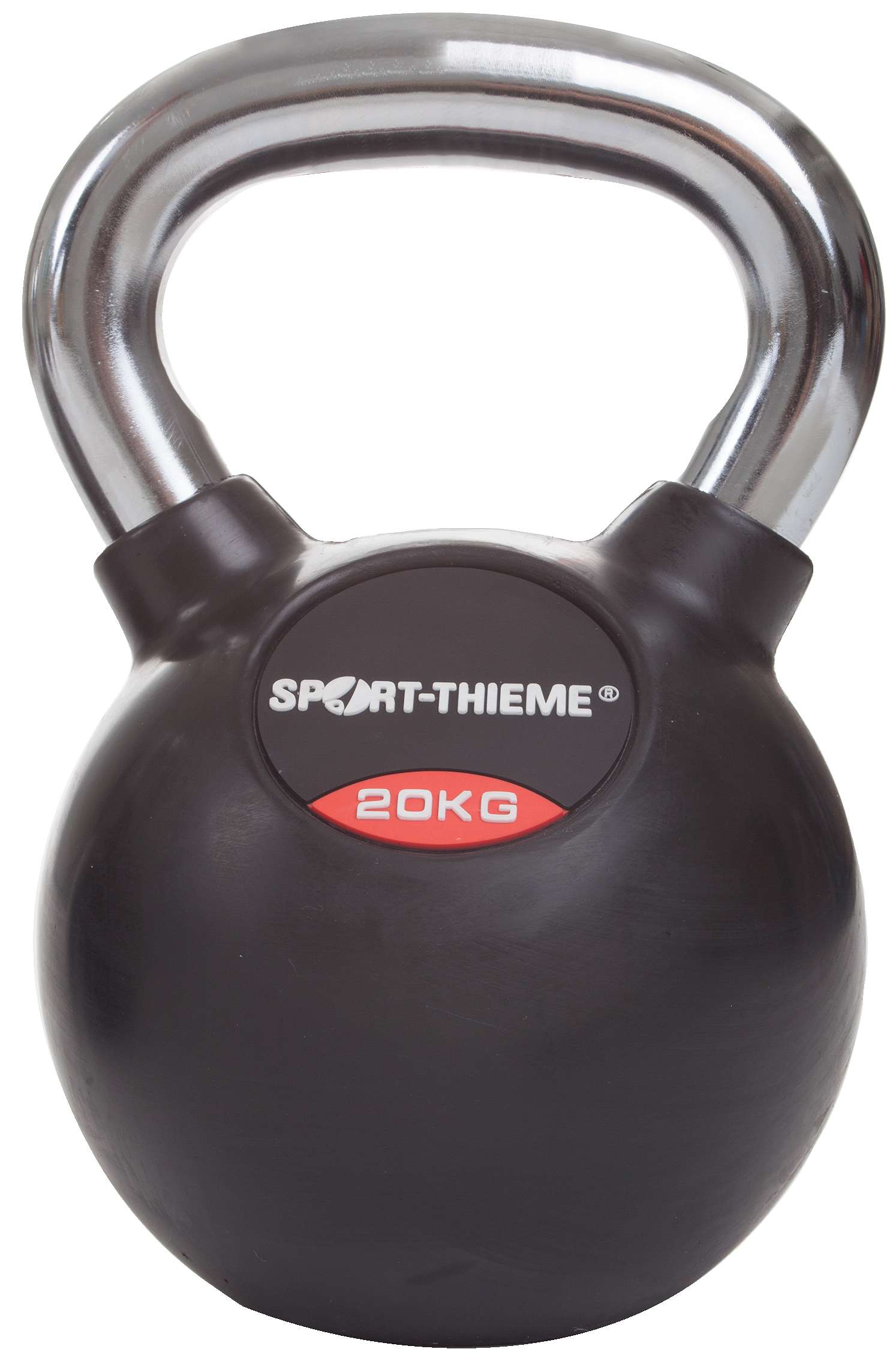 Sport-Thieme Kettlebell „Gummiert mit glattem Chrom-Griff“, 20 kg