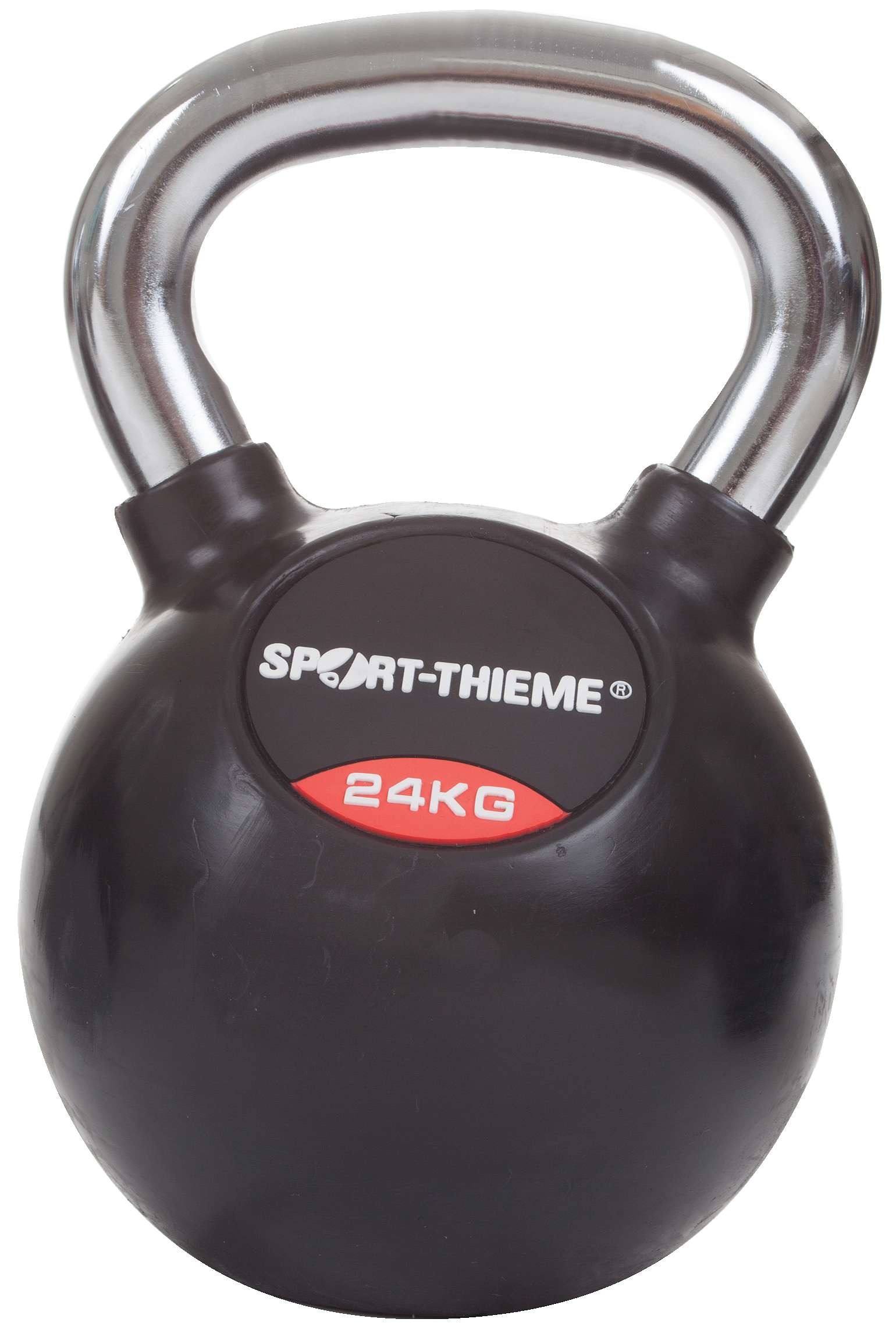 Sport-Thieme Kettlebell „Gummiert mit glattem Chrom-Griff“, 24 kg