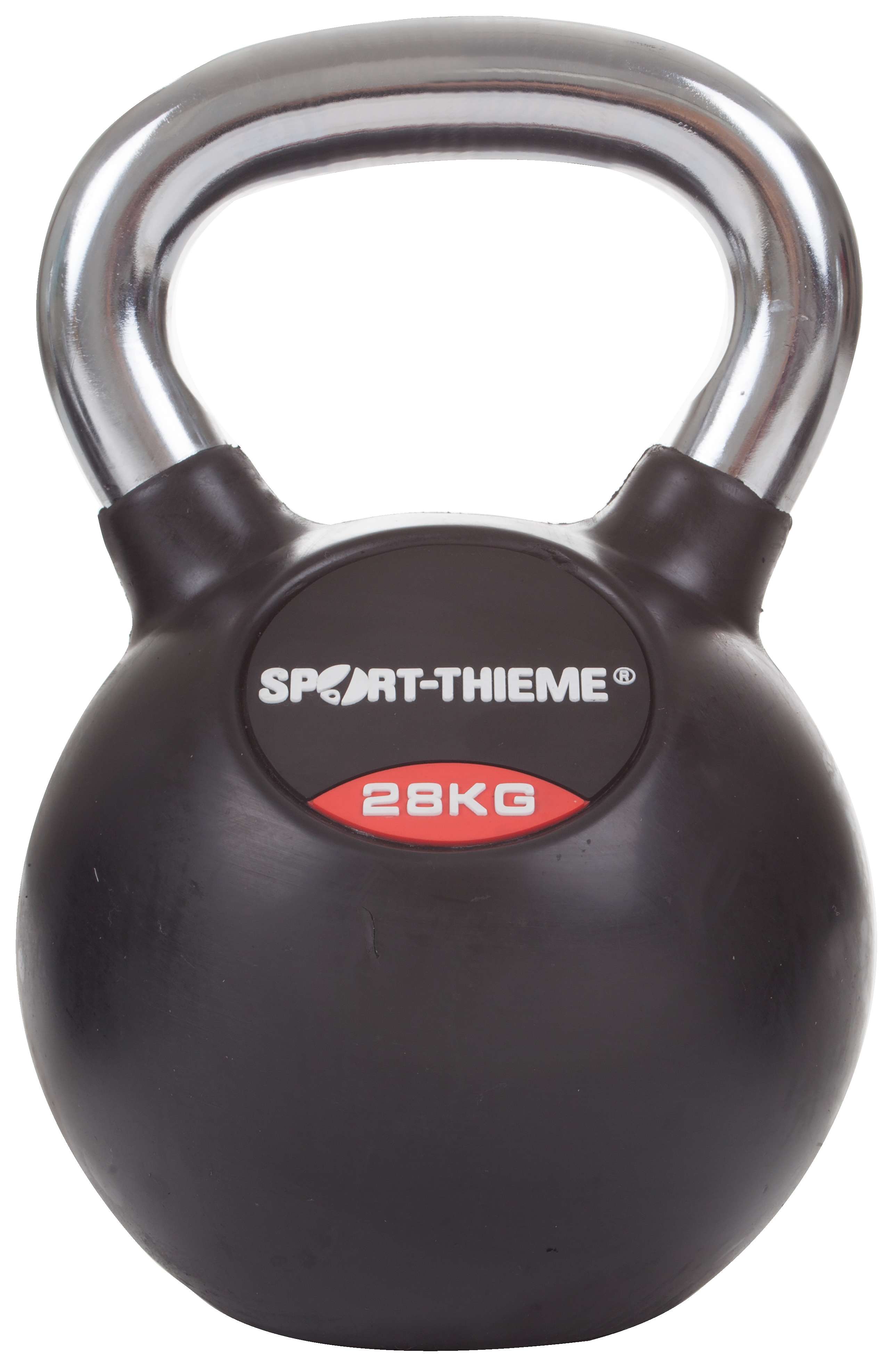Sport-Thieme Kettlebell „Gummiert mit glattem Chrom-Griff“, 28 kg