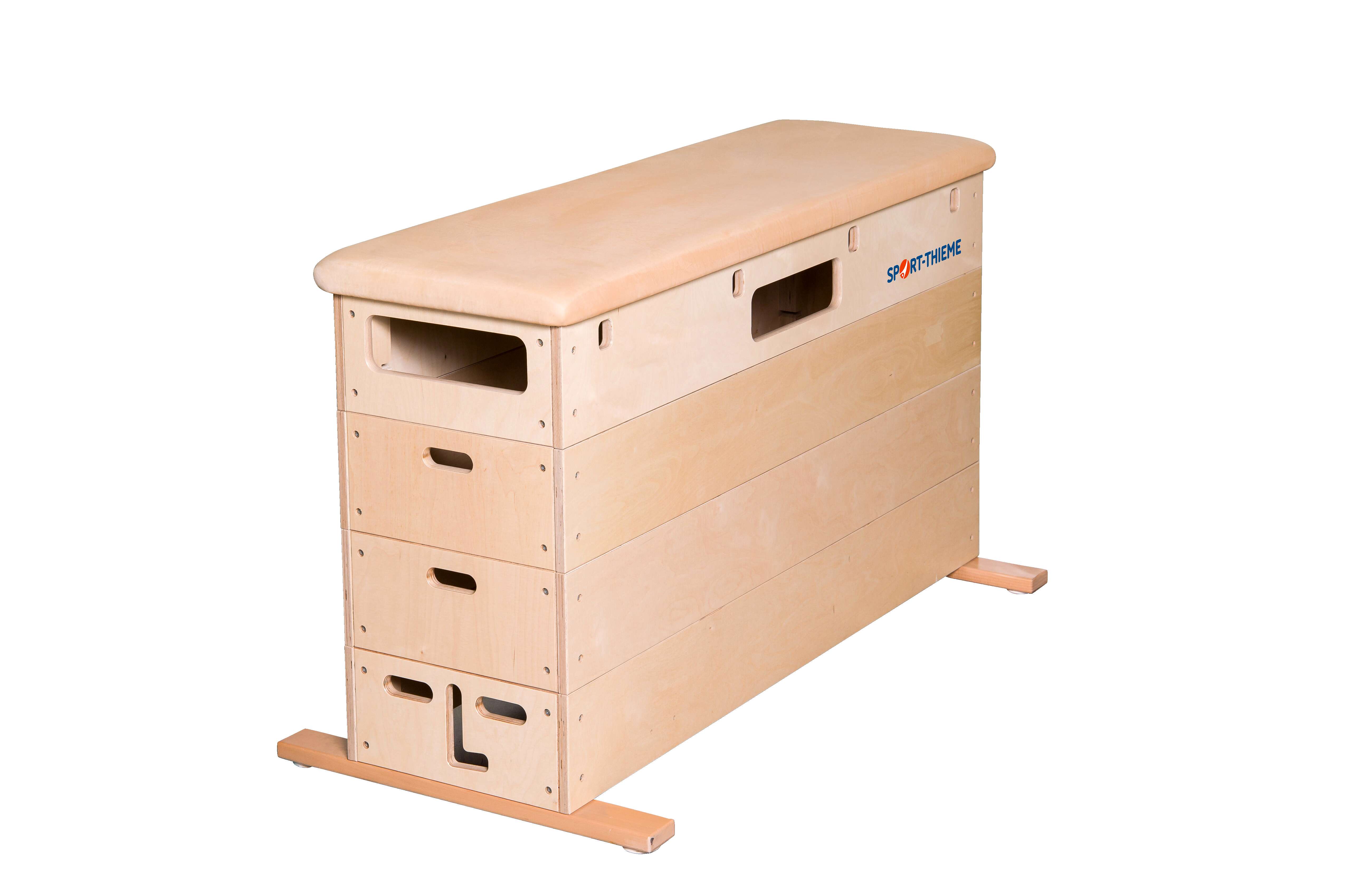 Sport-Thieme Sprungkasten „Multiplex“, 4-teilig, Ohne Schwenkrolleneinrichtung, Kernrindlederbezug