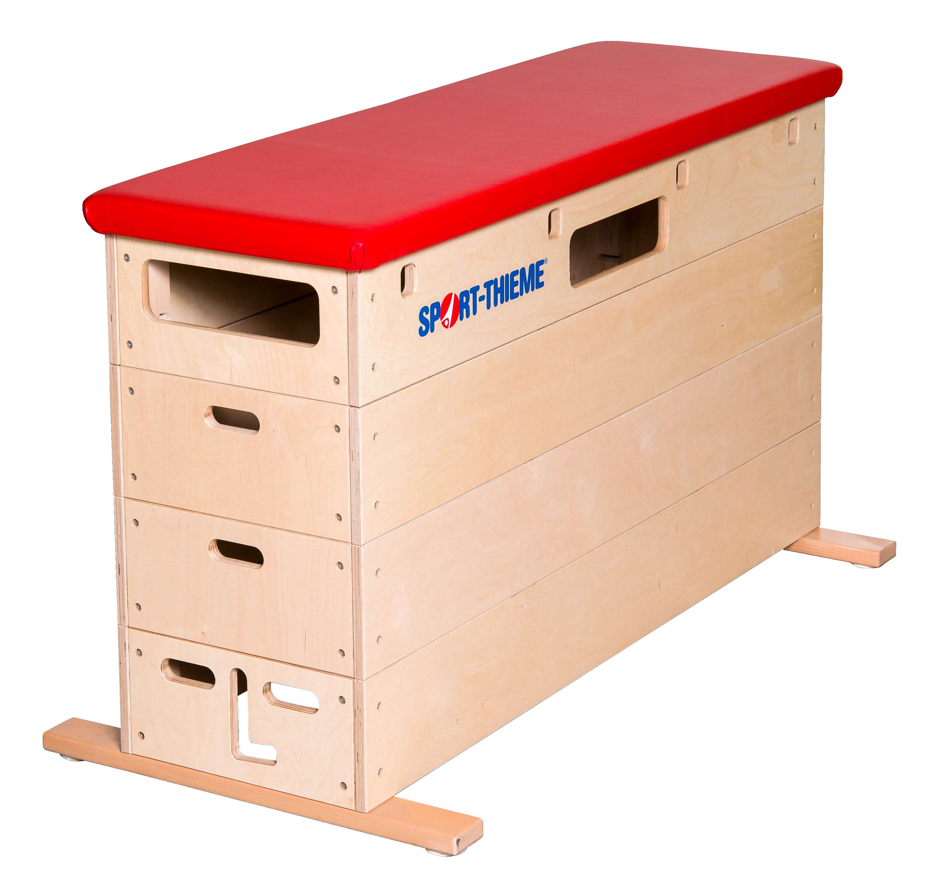 Sport-Thieme Sprungkasten „Multiplex“, 4-teilig, Ohne Schwenkrolleneinrichtung, Kunstlederbezug, Rot