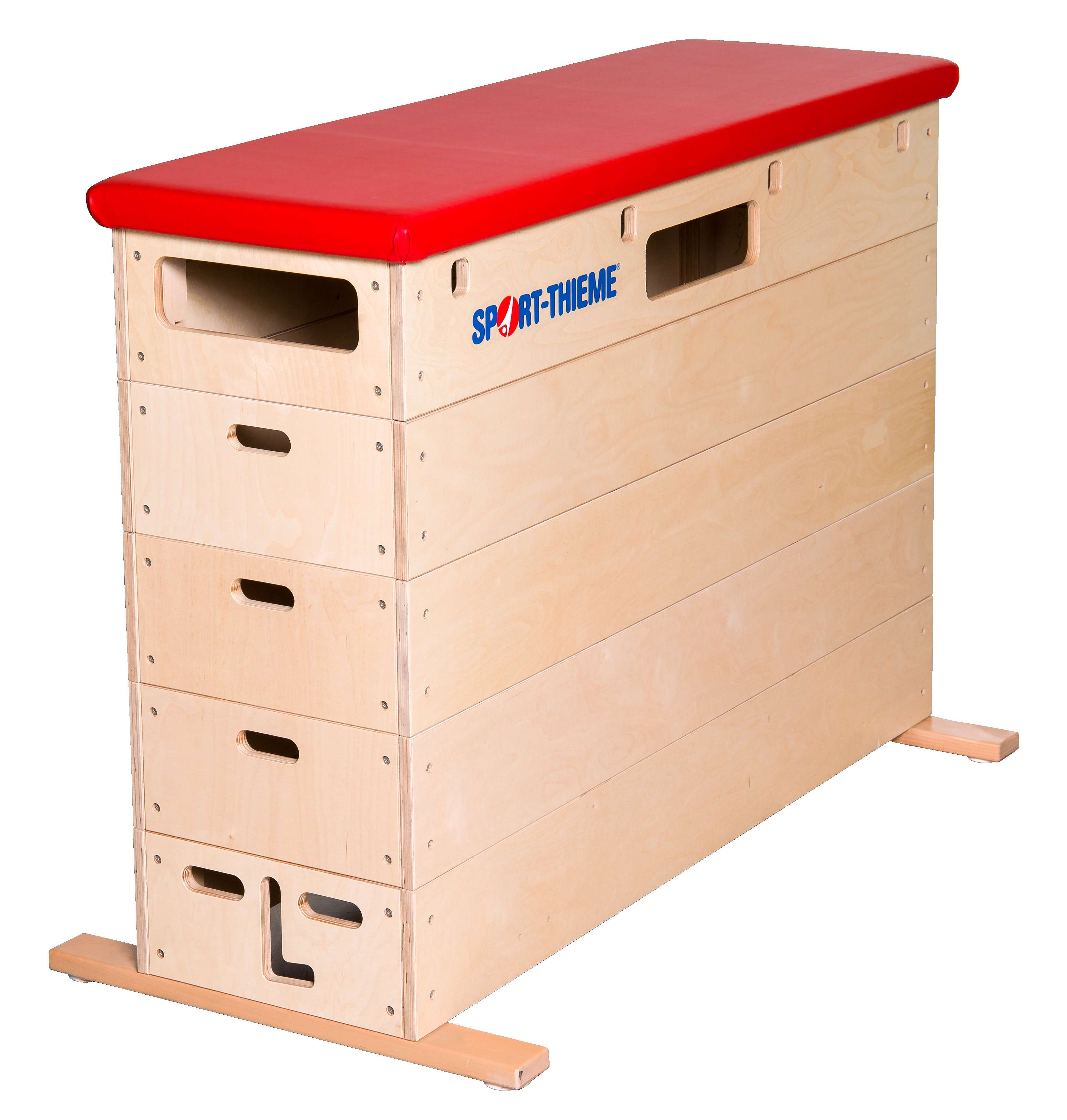 Sport-Thieme Sprungkasten „Multiplex“, 5-teilig, Ohne Schwenkrolleneinrichtung, Kunstlederbezug, Rot