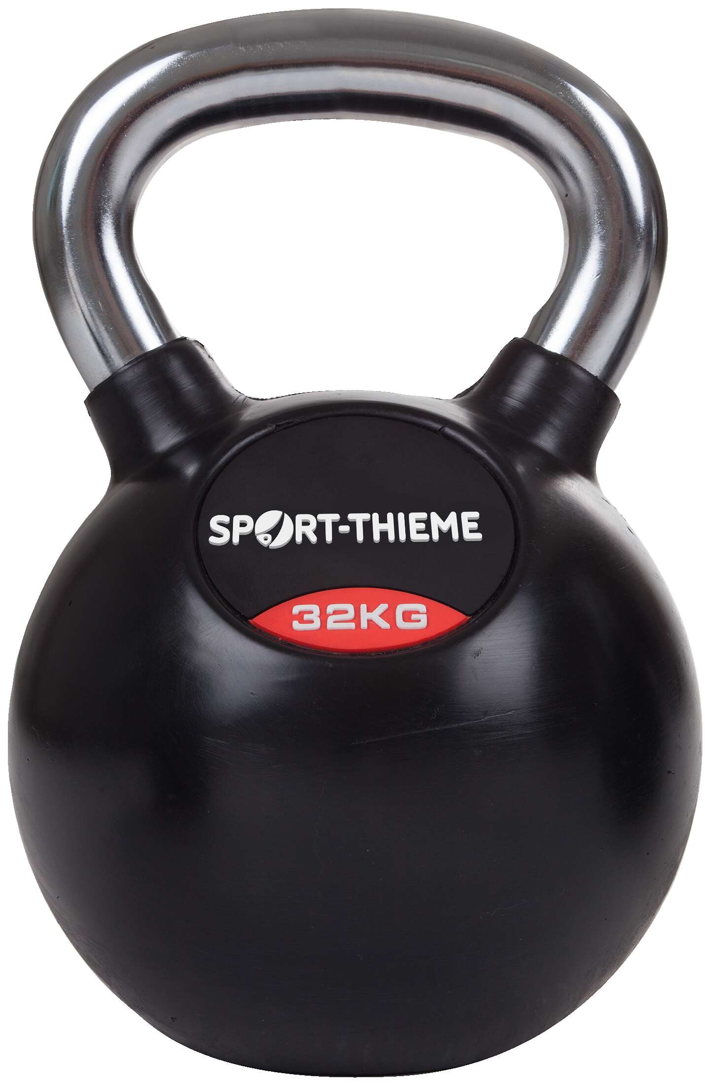 Sport-Thieme Kettlebell „Gummiert mit glattem Chrom-Griff“, 32 kg