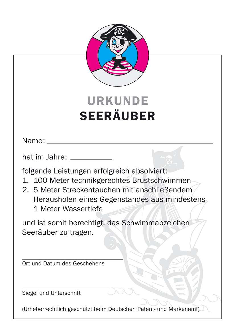 Schwimmurkunde „Seeräuber“
