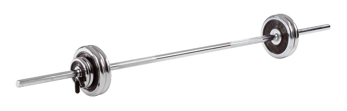 Sport-Thieme Langhantel-Set 27,5 kg, gummiert oder Chrom, Chrom mit Gummieinlage