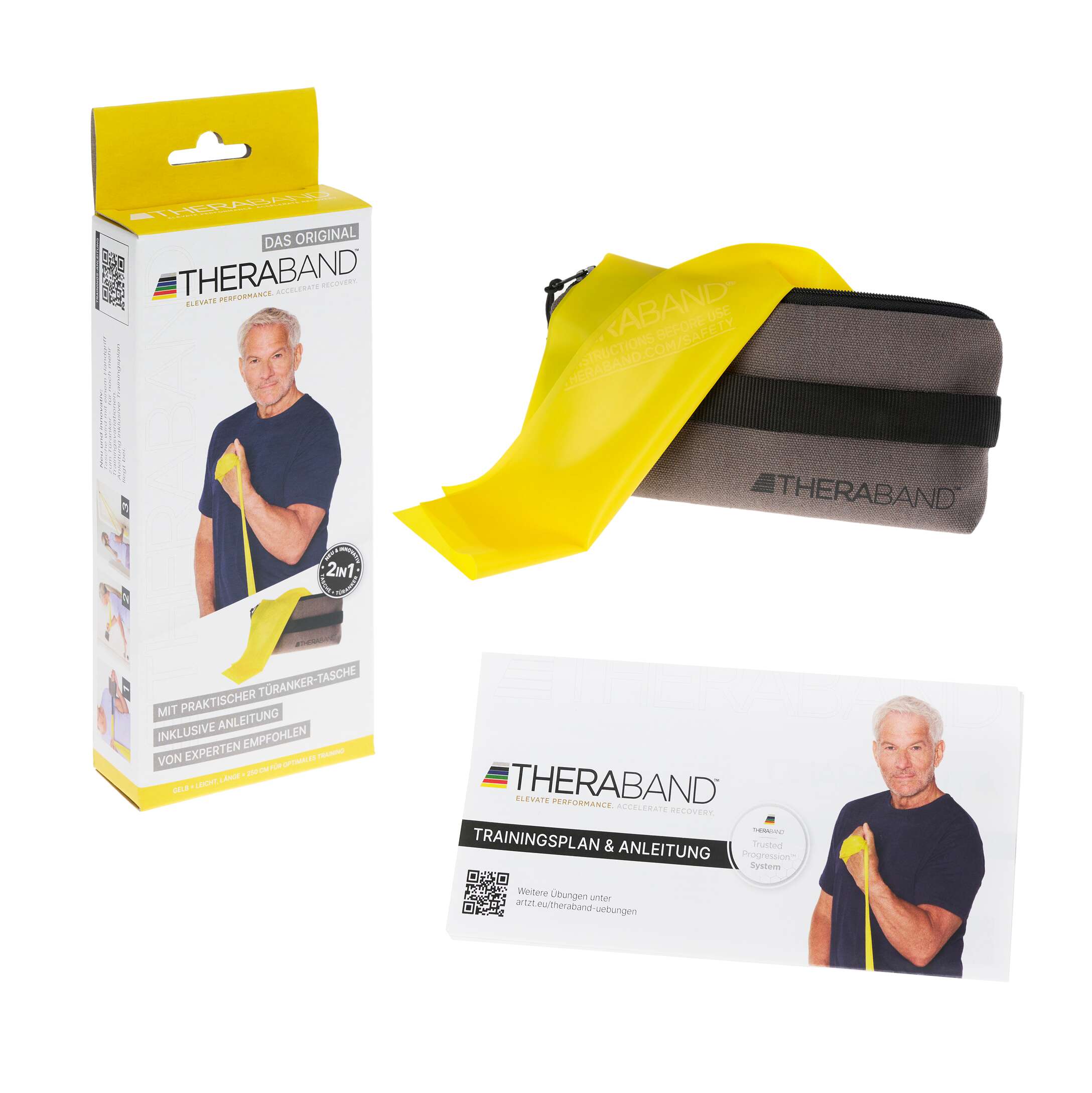 TheraBand Fitnessband 250 cm in Reißverschlusstasche, Leicht