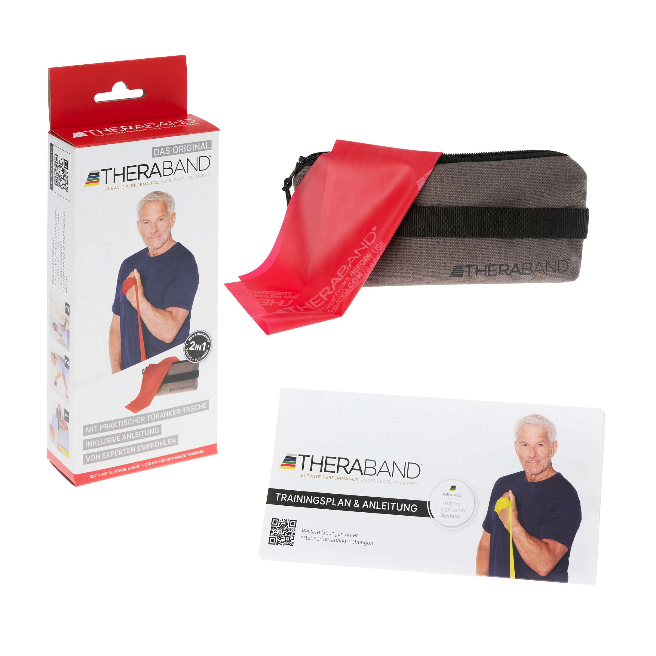 TheraBand Fitnessband 250 cm in Reißverschlusstasche, Medium