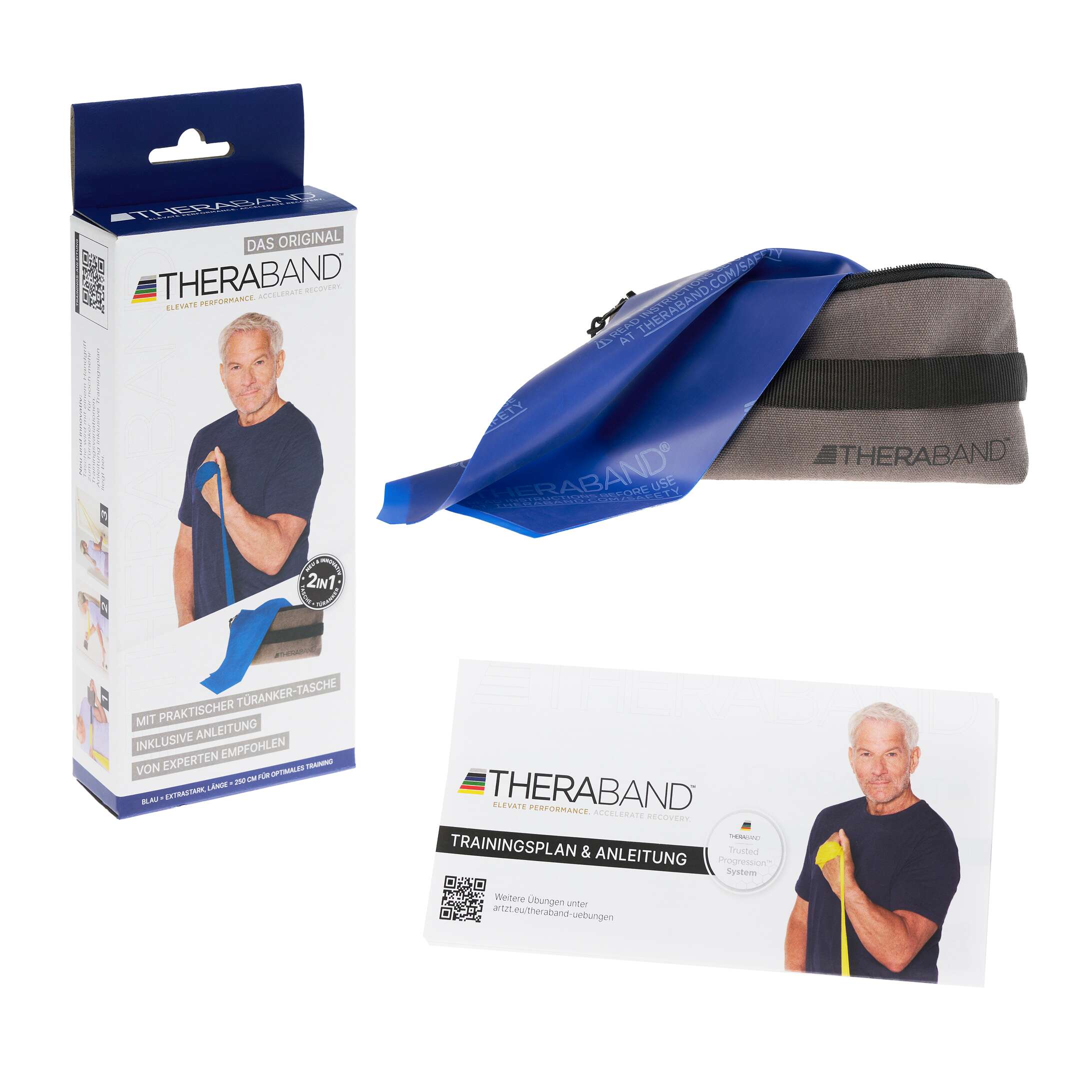 TheraBand Fitnessband 250 cm in Reißverschlusstasche, Extra stark