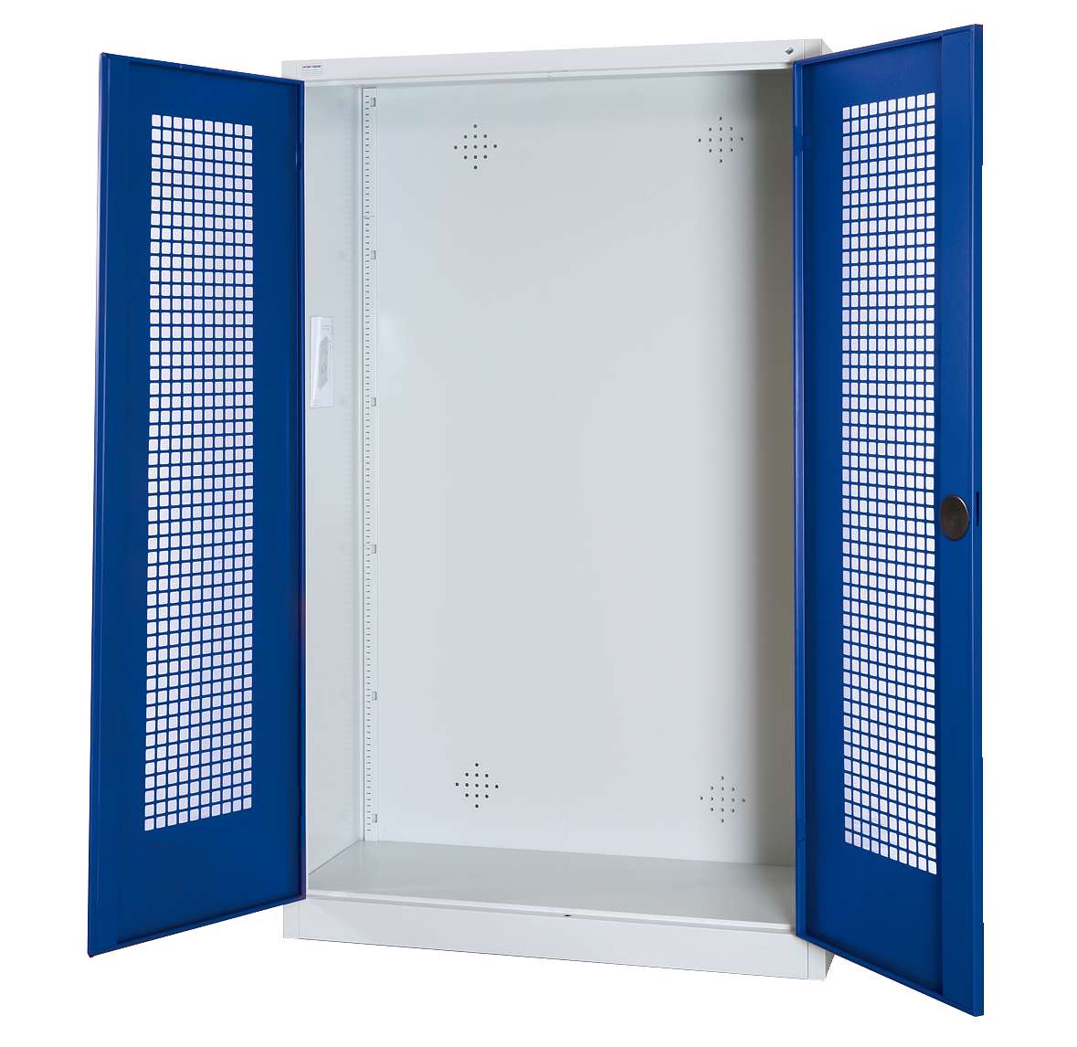 C+P Modul-Sportgeräteschrank mit Lochblech-Flügeltüren, HxBxT 195x120x50 cm, Enzianblau (RAL 5010), Einzelschließung