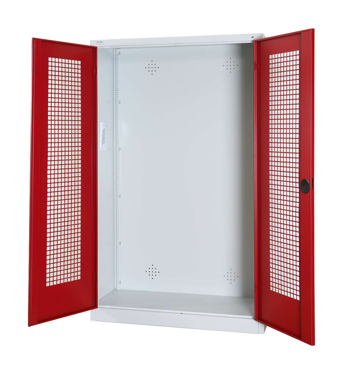 C+P Modul-Sportgeräteschrank mit Lochblech-Flügeltüren, HxBxT 195x120x50 cm, Rubinrot (RAL 3003), Einzelschließung