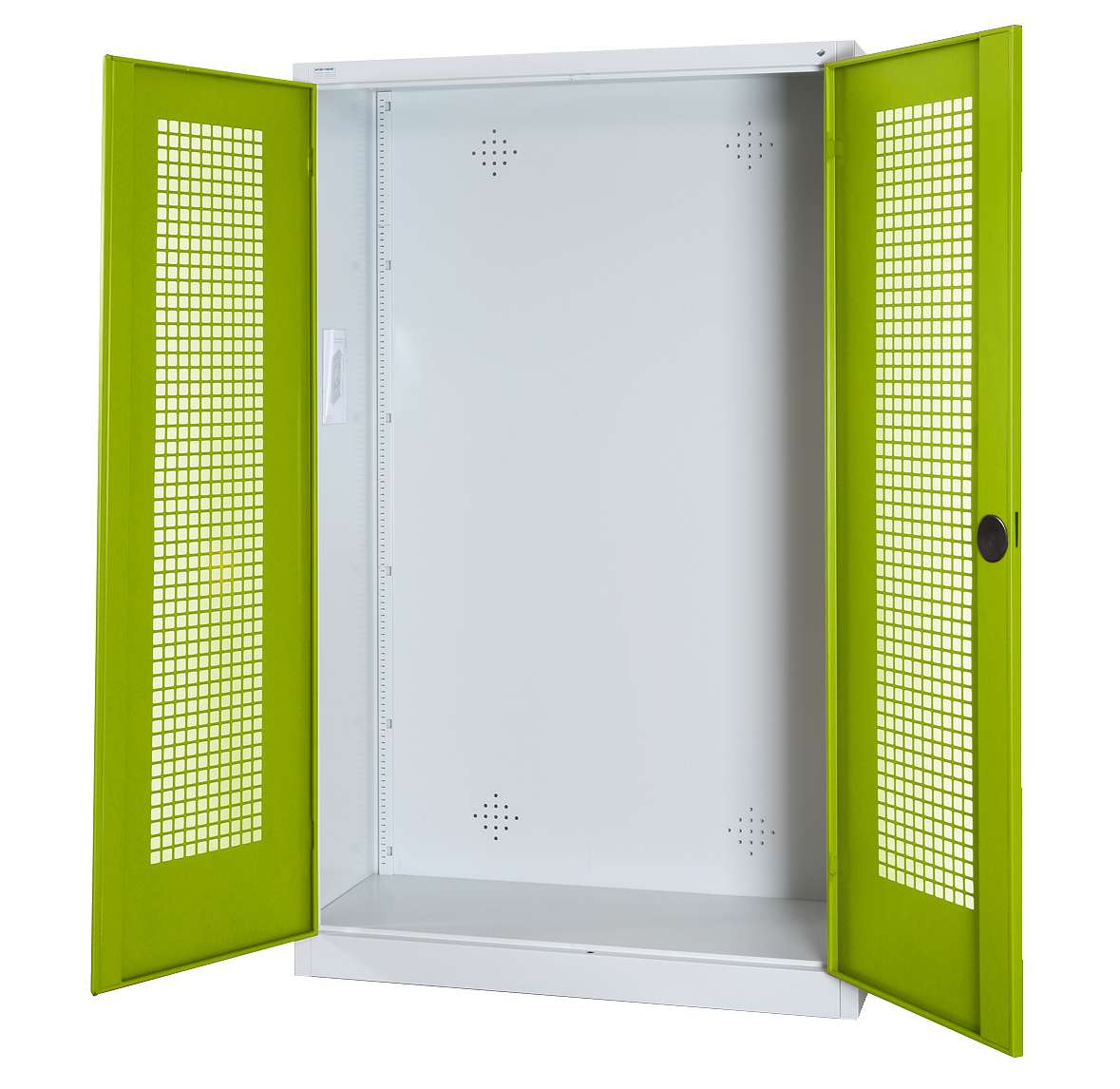 C+P Modul-Sportgeräteschrank mit Lochblech-Flügeltüren, HxBxT 195x120x50 cm, Clowngrün (RAL 110 80 60), Einzelschließung