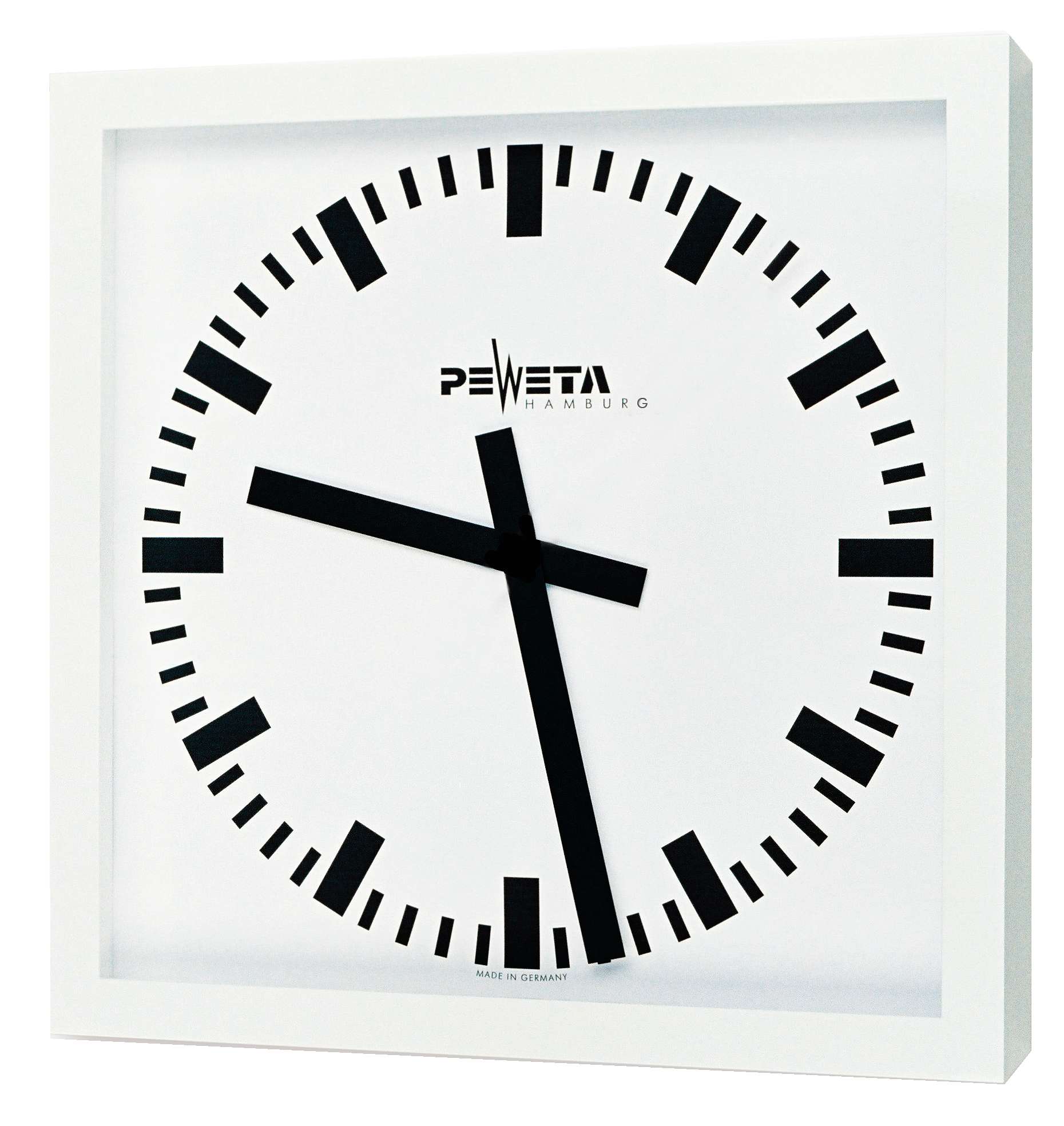 Peweta Funk-Wanduhr „40×40“, Batteriebetrieb, Zifferblatt DIN-Balken