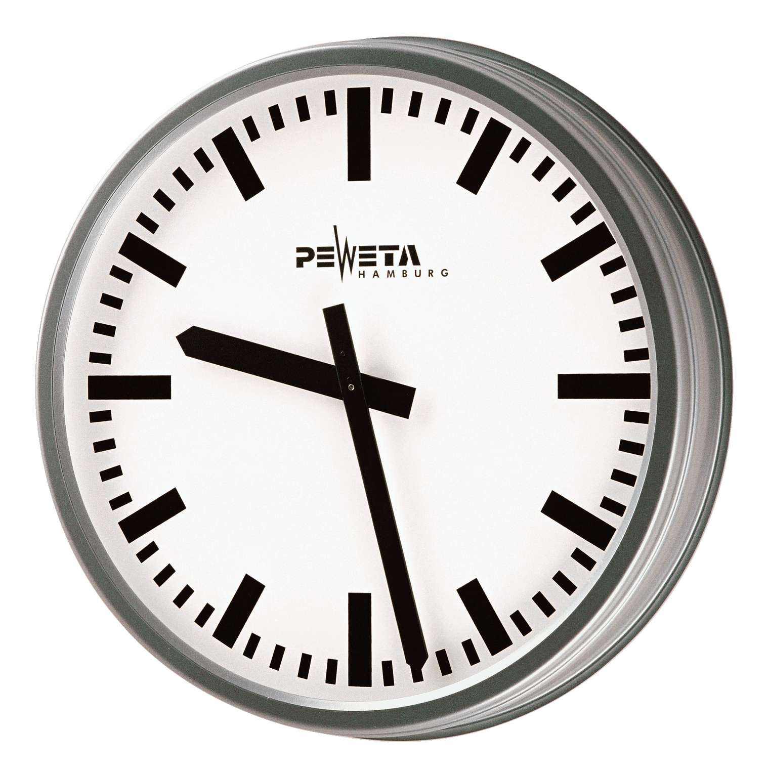 Peweta Funk-Wanduhr, Ballwurfsicher, Zifferblatt DIN-Balken