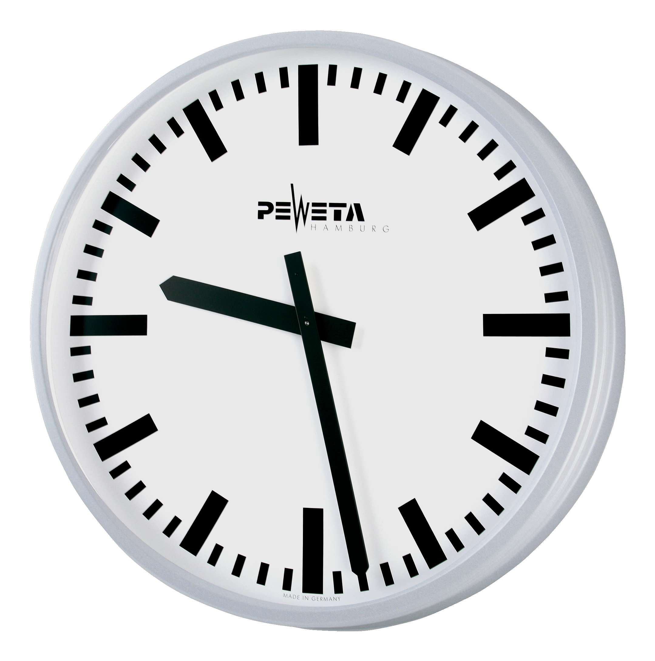 Peweta Funk-Wanduhr „ø 52 cm“, Batteriebetrieb, Zifferblatt DIN-Balken