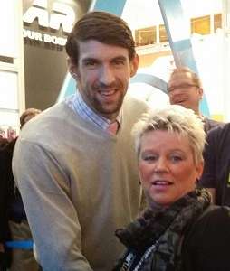Silvia mit Michael Phelps